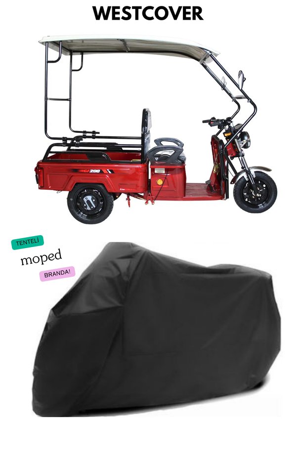 3 Wheel Case Awning Electric Bicycle Moped Tarpaulin Cover Black