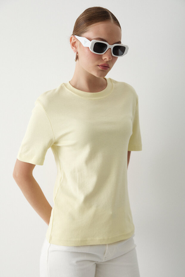 Κίτρινο Basic Tshirt - 1075 - 4