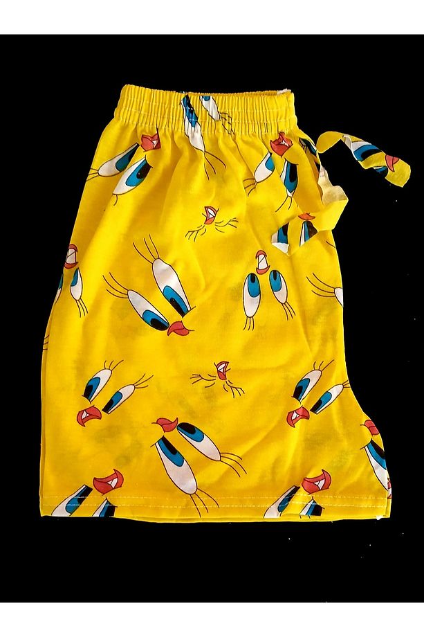 Yazlık Şort Sarı kumaş üzerine tweety kuş desenli - 2