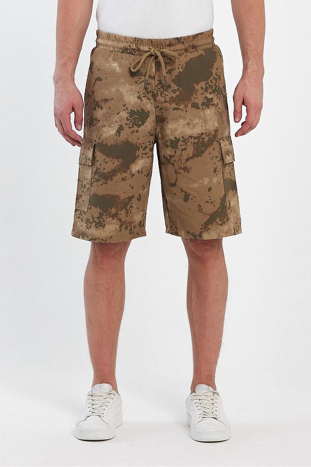 Erkek Dokuma Gabardın Kamuflaj Şort - 6