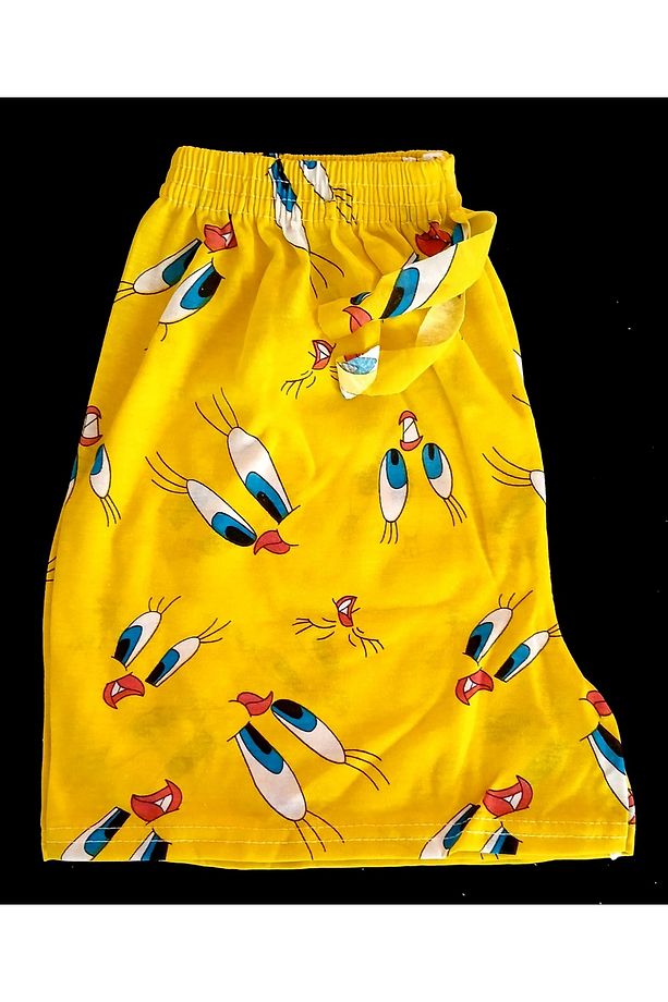 Yazlık Şort Sarı kumaş üzerine tweety kuş desenli - 6