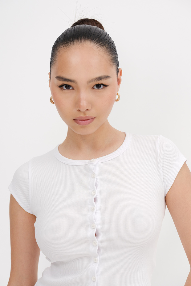 Düğmeli Basic T-shirt P0377-J11 - 3