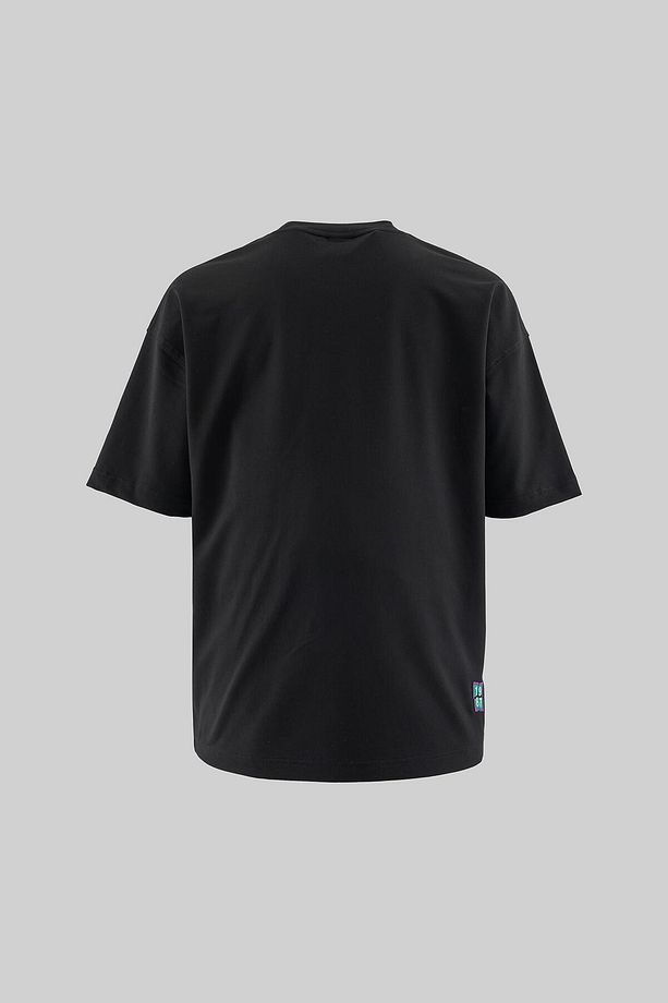 PIECED TECHNICAL EMBROIDERED TEE DARK BLACK - 4