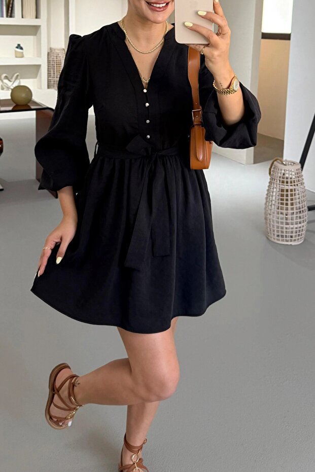 Belted Judge Collar Mini Dress 4S26553