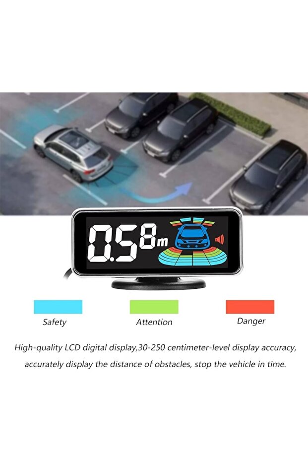 Black front and rear parking sensors with 8 sensors, with LCD display and audible warning - 3