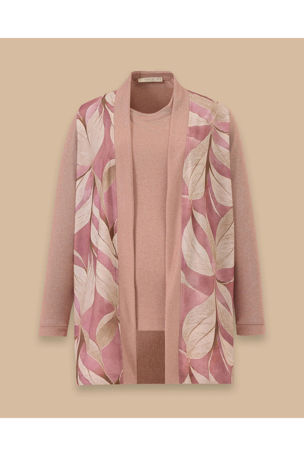 Plus Size Inner Blouse Patterned Top Set - 7