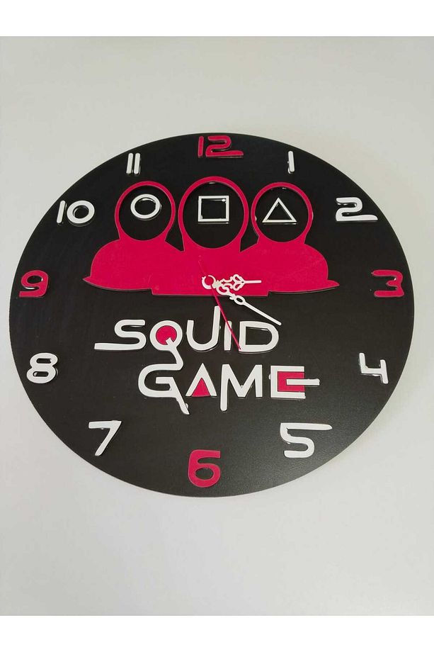 Squid game duvar saati Modern ahşap canlı renkler ve çok şık saat - 2