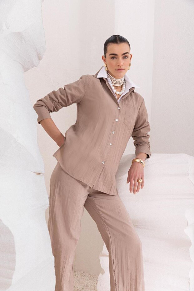 Mink-Crash Pants Suit
