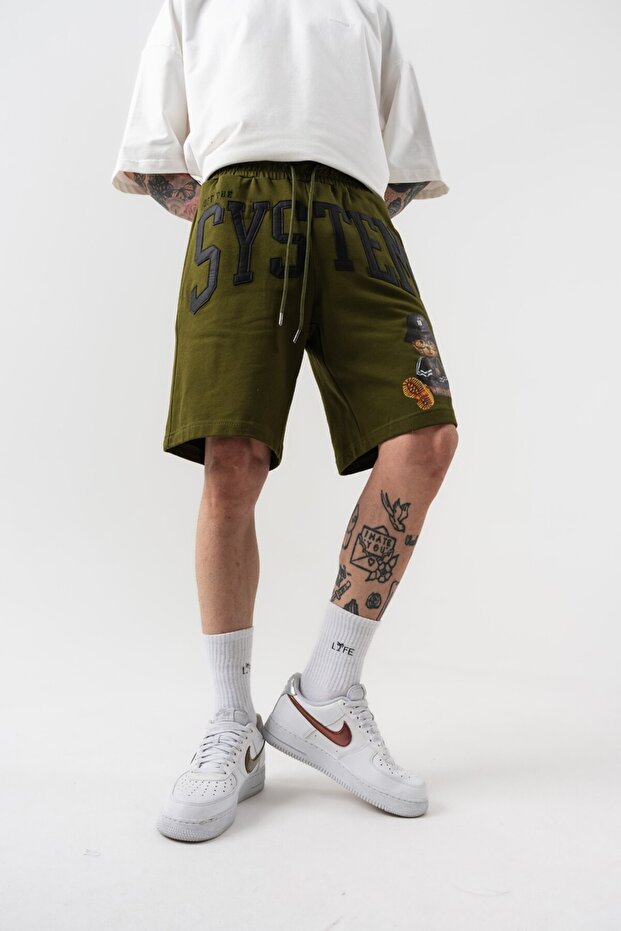 System Patch Detay Oversize Şort - 3