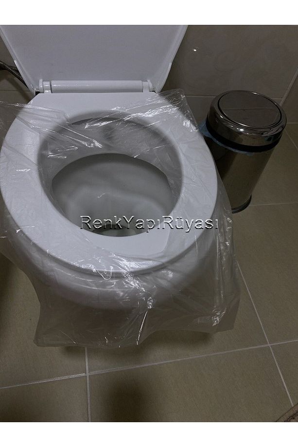 Tek kullanımlık kılozet kapak örtüsü, kullan at klozet örtüsü, kılozet için hijyen poşeti, 50 ADET - 3