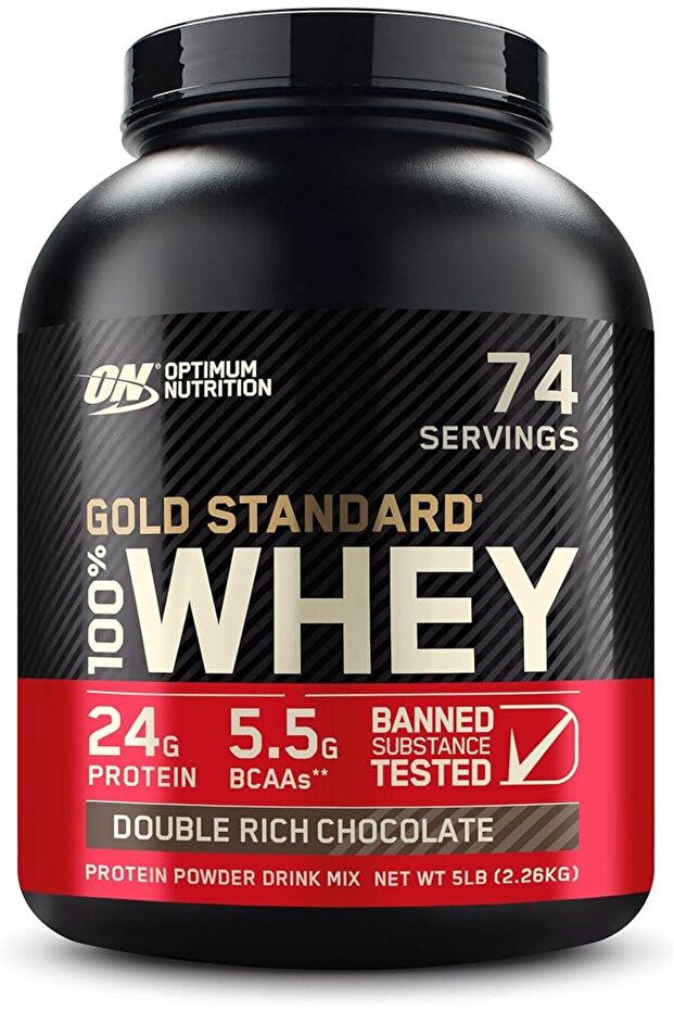 Gold Standard 100% Whey Protein, 5 lbs, Double Rich Chocolate, 74 Servings