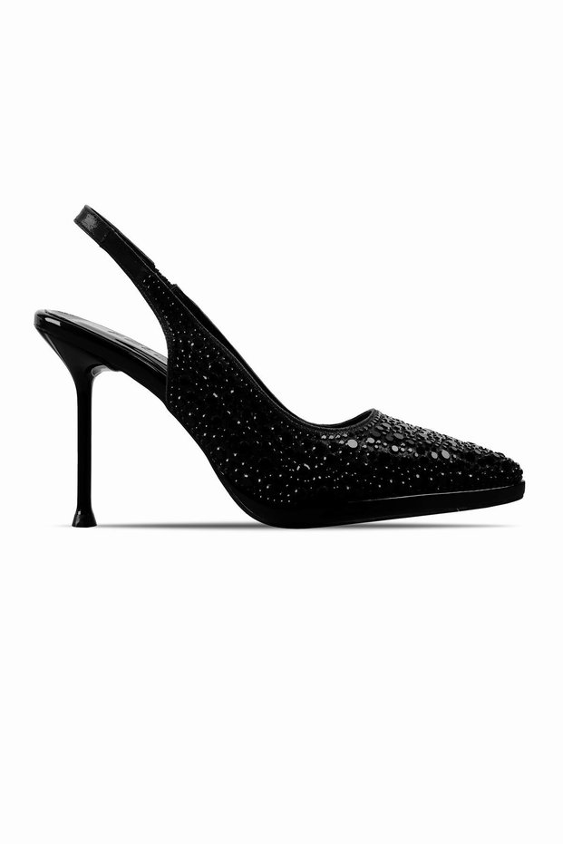 Mosy Women's Stoned Pointed Toe Evening Dress Heeled Shoes 4065
