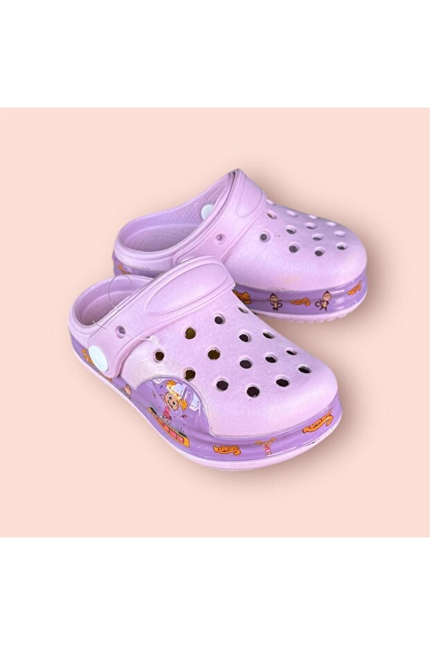 Female Child Powder Kukuli Striped Closed Front Slippers Sandals