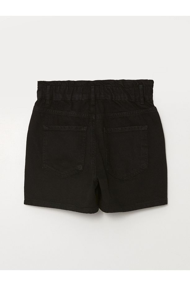 Kadın Beli Lastikli Düz Jean Şort - 6