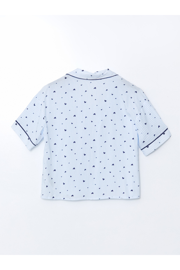 Gömlek Yaka Desenli Kadın Şortlu Pijama Takımı - 7