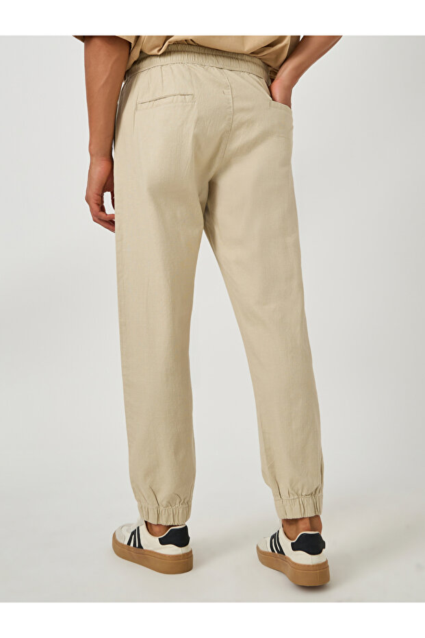 بنطال رياضي مريح سادة بأكمام مرنة ورباط - 5