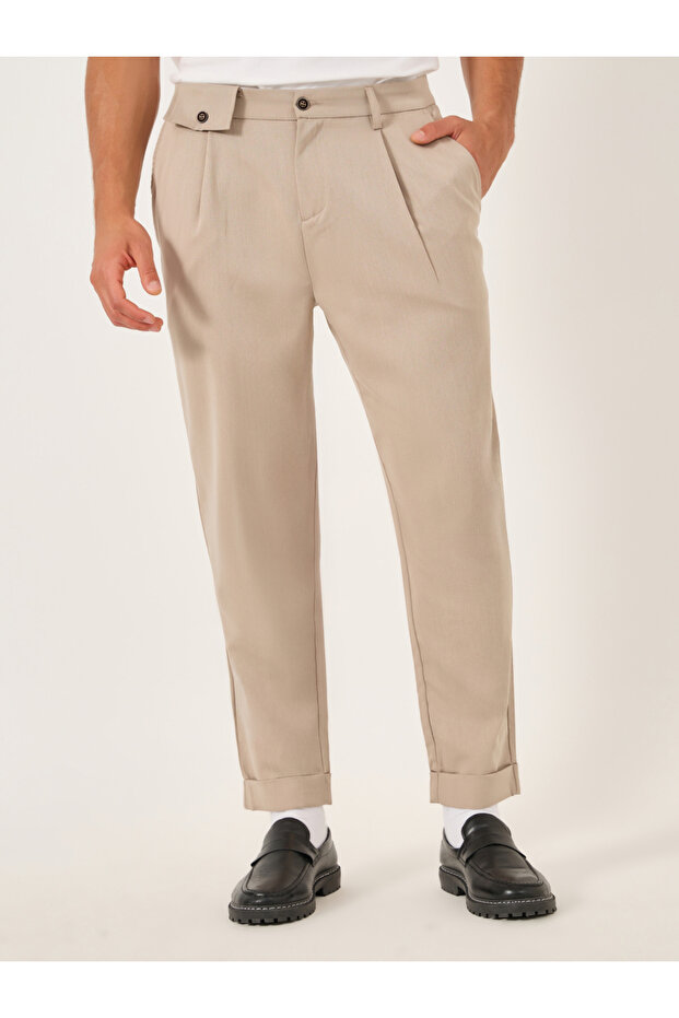 بنطلون سادة مريح بقصّة مطوية - 2