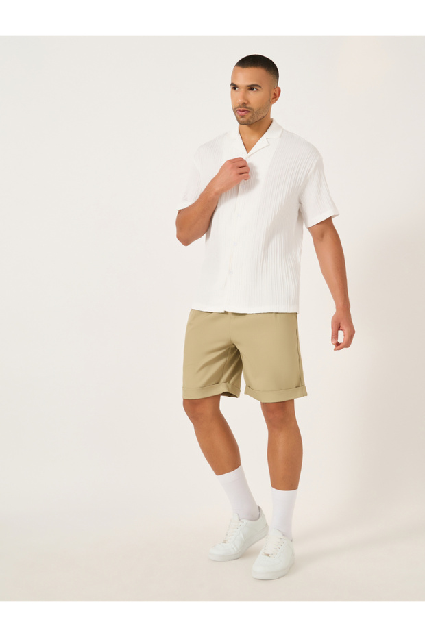 شورت سادة مطوي ذو حافة قابلة للطي - 2