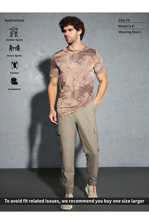 Solid Regular Fit Cargo Joggers with Drawstring - 4