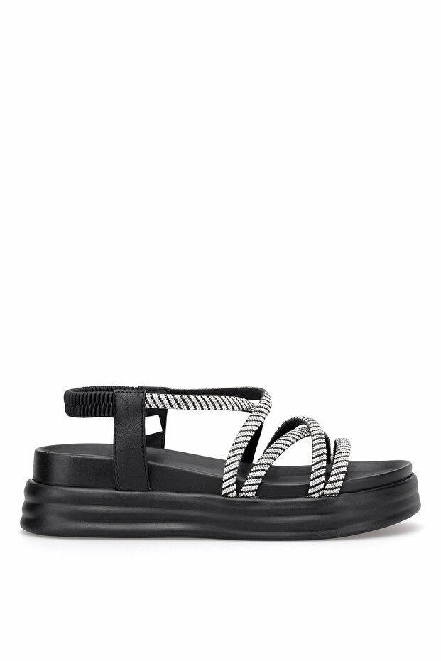 B144 Women's Genuine Leather Flat Sandals Black