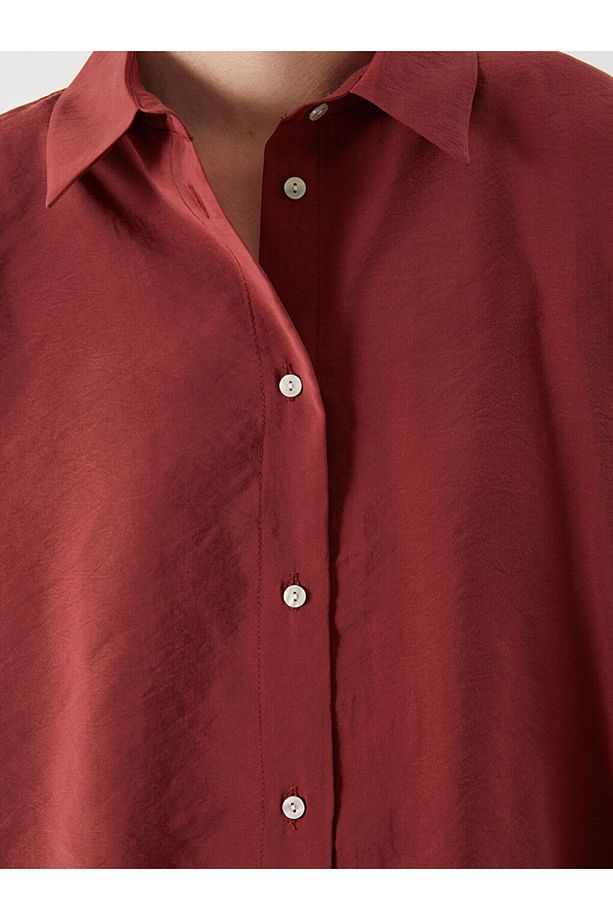 Mürdüm Oversize Modal Karışımlı Kadın Gömlek - 3
