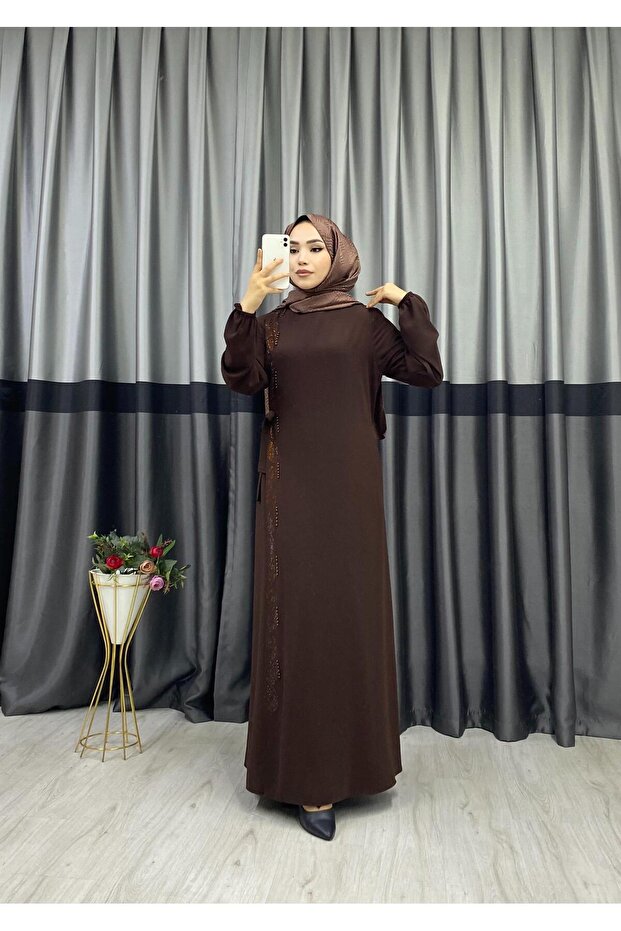 YANDAN BAĞLAMALI TAŞLI FERACE - 2