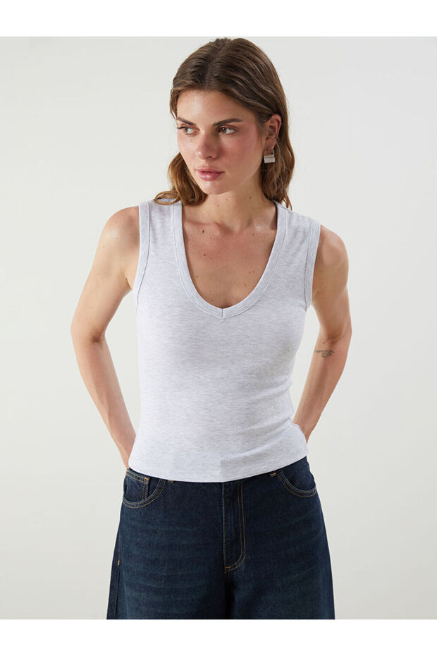 Lcw Vision Gray V-Neck Women's Undershirt