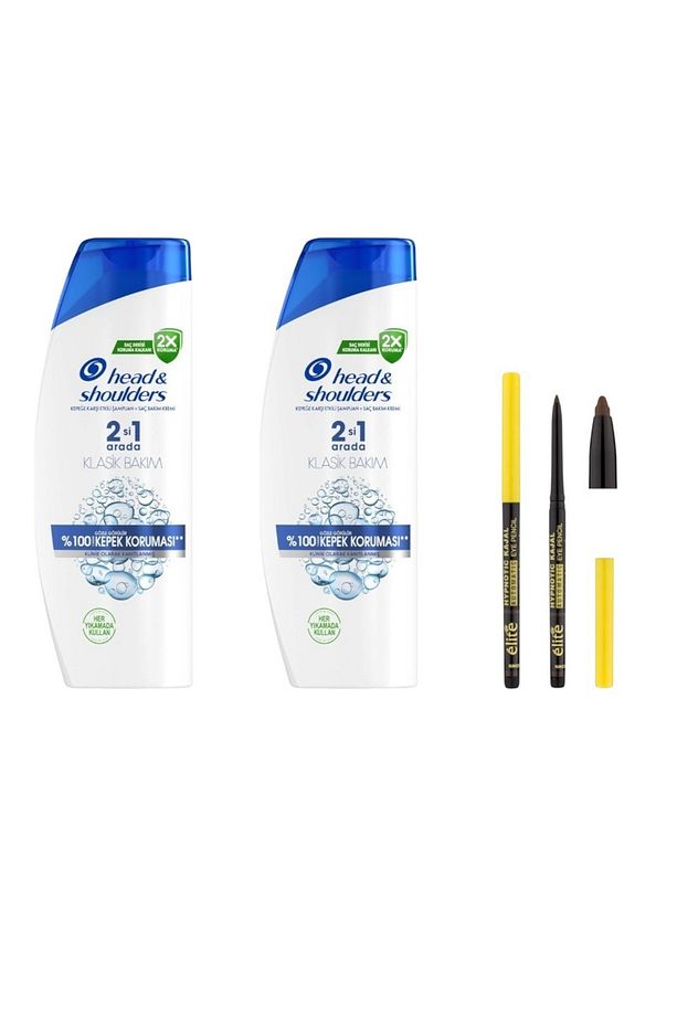 625 ML 2'si 1 Arada Kepek Şampuan Klasik Bakım 2 Adet + Elite Kajal Kahverengi Göz Kalemi - 1