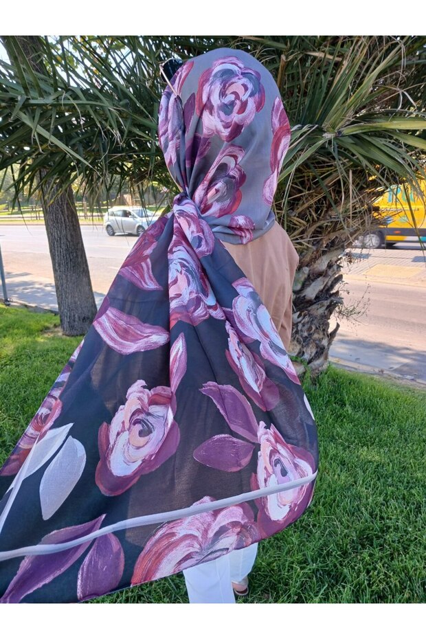 شال قطن بنمط الأزهار - 4