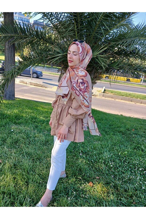 Flower Pattern Cotton Shawl - 5