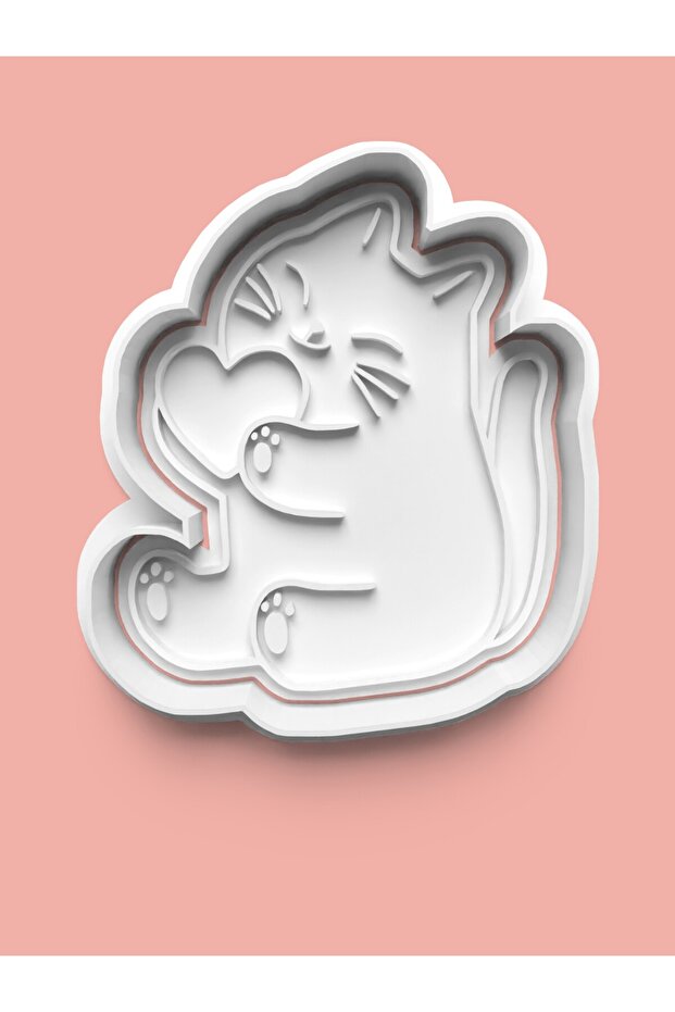 Cute Heart Kitten Cookie Mold and Sugar Dough Mold