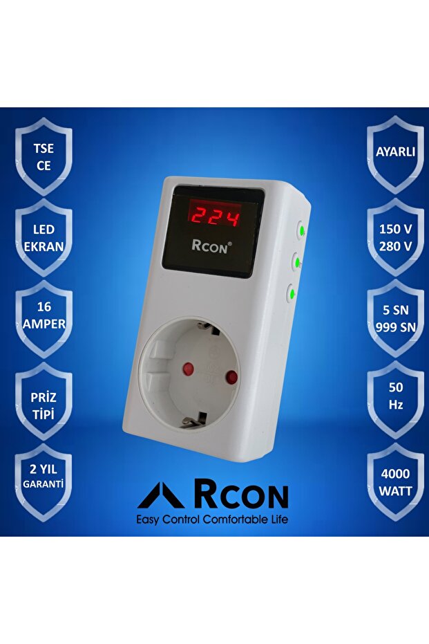مقبس حماية من زيادة التيار Rcon RCV02 قابل للتعديل بشكل فردي
