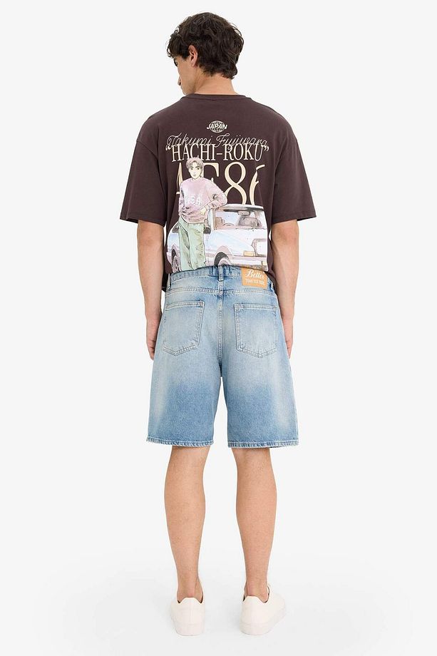 %100 Pamuk Straight Fit Jean Bermuda Şort F5532AX25SM - 7