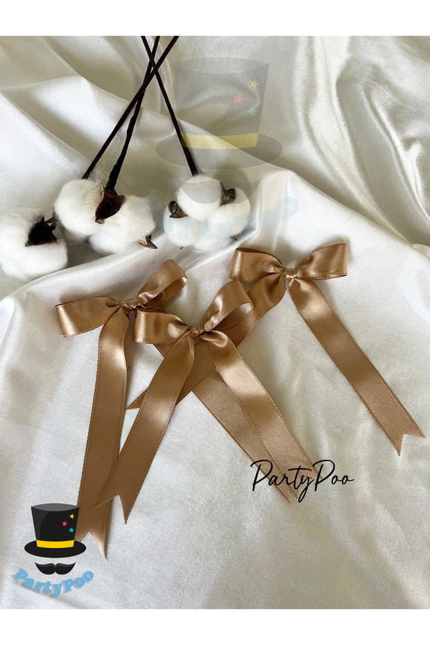 Mink Satin Ribbon Bow 10 Pieces Large Size