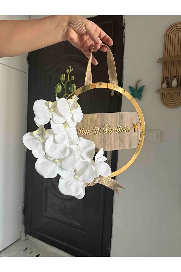 Kapı Süsü Ahsap Üzerine Pleksi harf ile Kişisel isim ve Hoşgeldiniz Welcome - 1