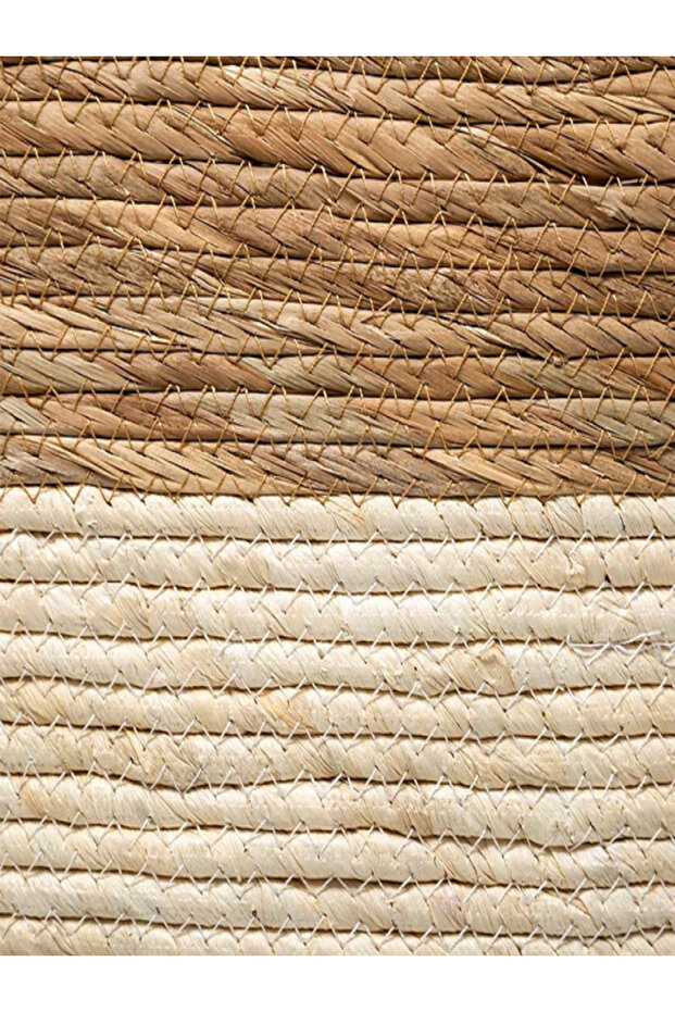 Two Tone Rectangular Breaded Storage Laundry Basket - 2