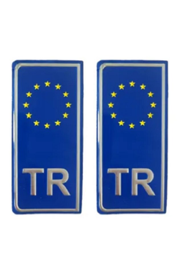 Protec Blue Tr Plate Sticker 2 Pack - Türkiye Plate Sticker - European Union Plate