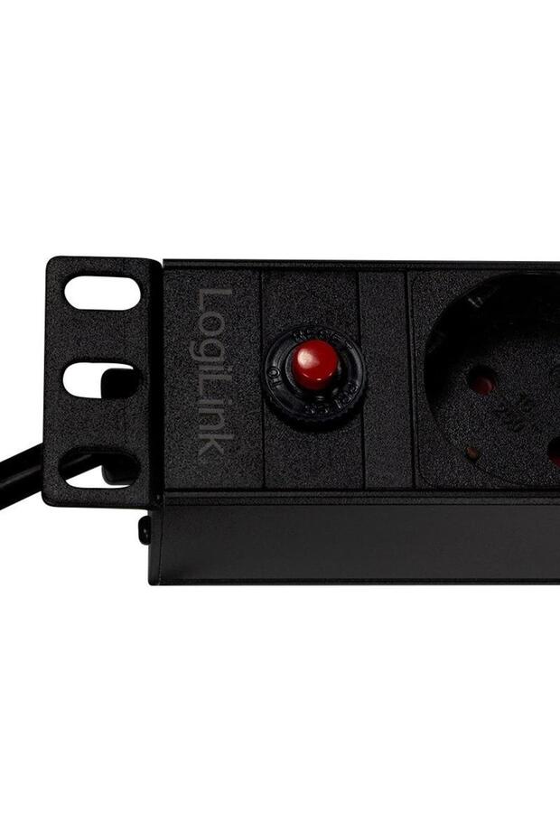 LOGILINK 1U PDU extension for 19 inch rack, 8 Schuko sockets, Schuko input - 3