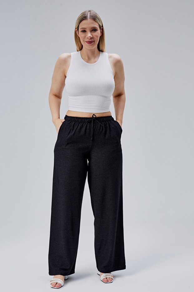 Linen Viscose Loose Fit Women's Trousers