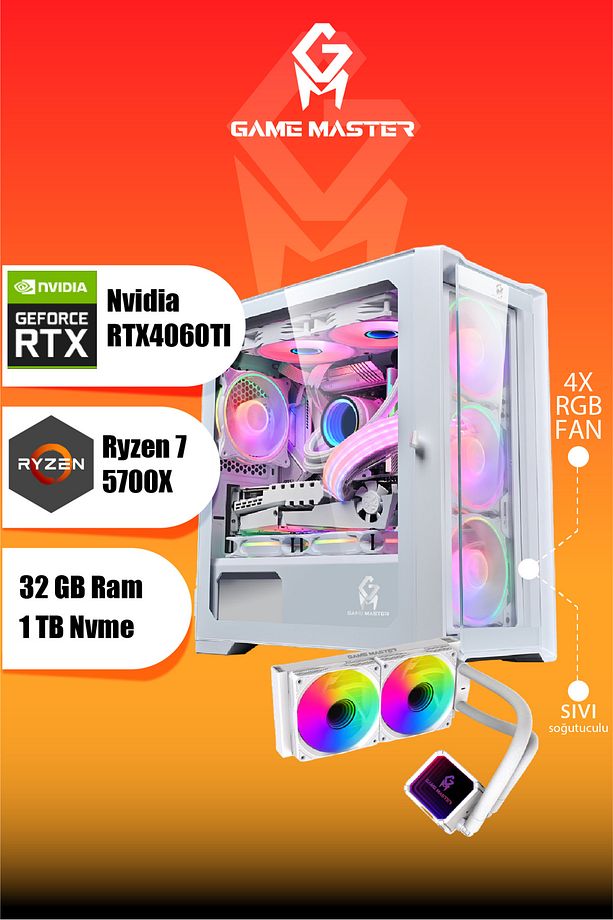 Full Sistem Set Hydra 4060TI Ryzen 7 5700X 32GB RAM 1TB M.2 RTX4060TI 23.8" 165hz Monitör Gaming Pc - 3