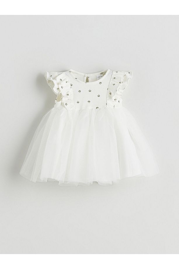 LCW baby Basic Dantel Tüllü Kız Bebek Elbise - 1