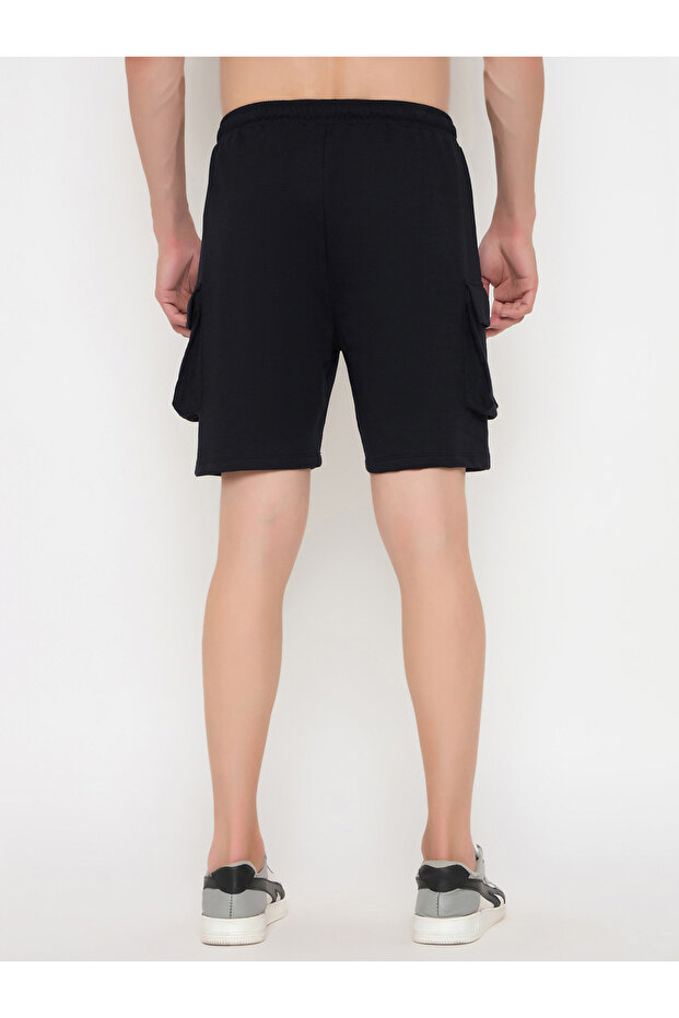 شورت استرخاء سادة برباط خصر مع جيوب - 5