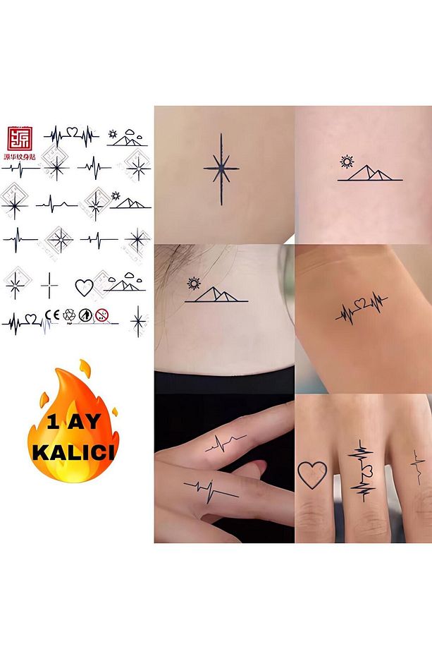 1 AY KALICI MİNİMAL PARMAK KALP ATIŞLARI GEÇİCİ DÖVME - 1