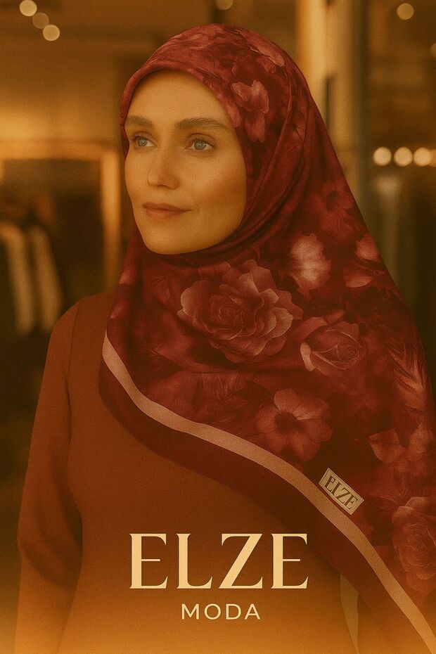 شال ناعم من الفسكوز بنقشة الورد - 1