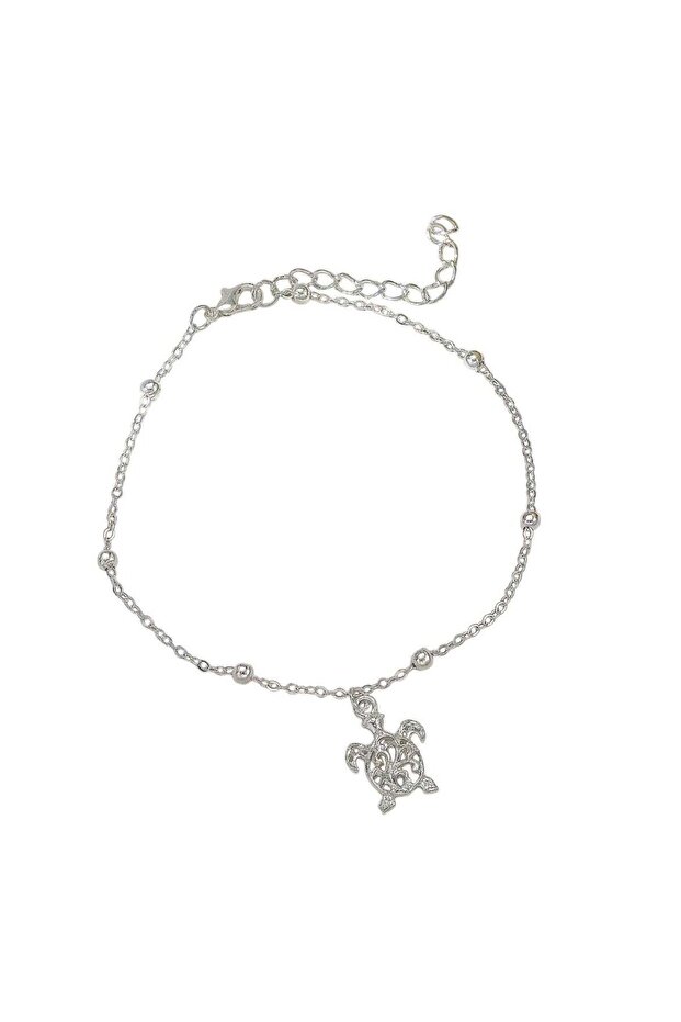 Elegant Small Turtle Charm Anklet Silver Chain Foot Jewelry