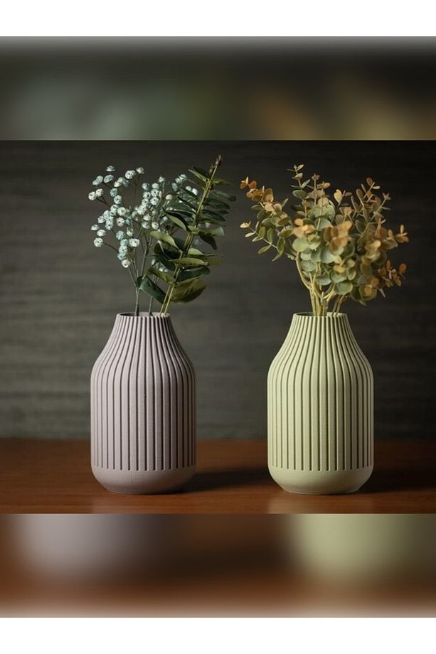 Dikey Oluklu Modern Dekoratif Vazo - 2
