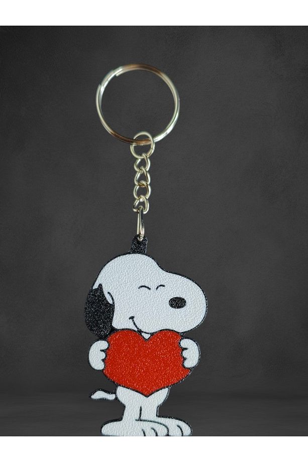Kalp Tutan Snoopy Figürlü Anahtarlık | 3D Yazıcı Tasarım Sevimli Köpek Hediyesi - 3