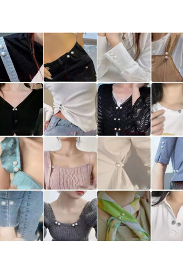 İnci Top Düğme Broş – Elbise, Şal ve Yaka Tutucu Aksesuar – 8 Adet 3 Renk Set - 4