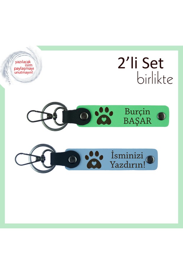 Cute Gift Representing Loyal Friends, Heart Paw Motif Leather Suit, Pistachio Green-Sky Blue
