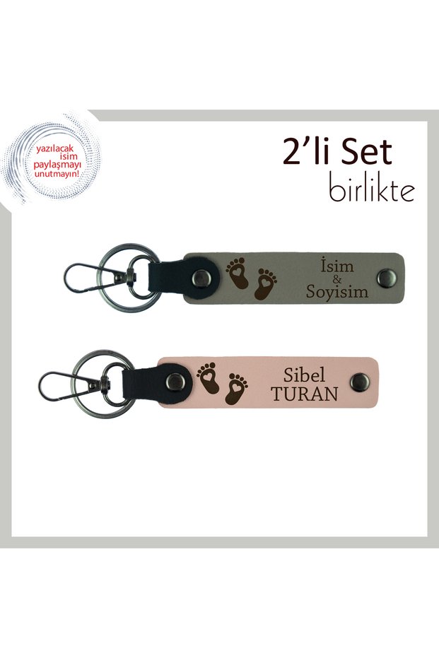 Heart Foot Themed Leather Keychain, Ash Gray-Puppy Mouth, Cute Keepsake That Can Be Hidden for the First Child
